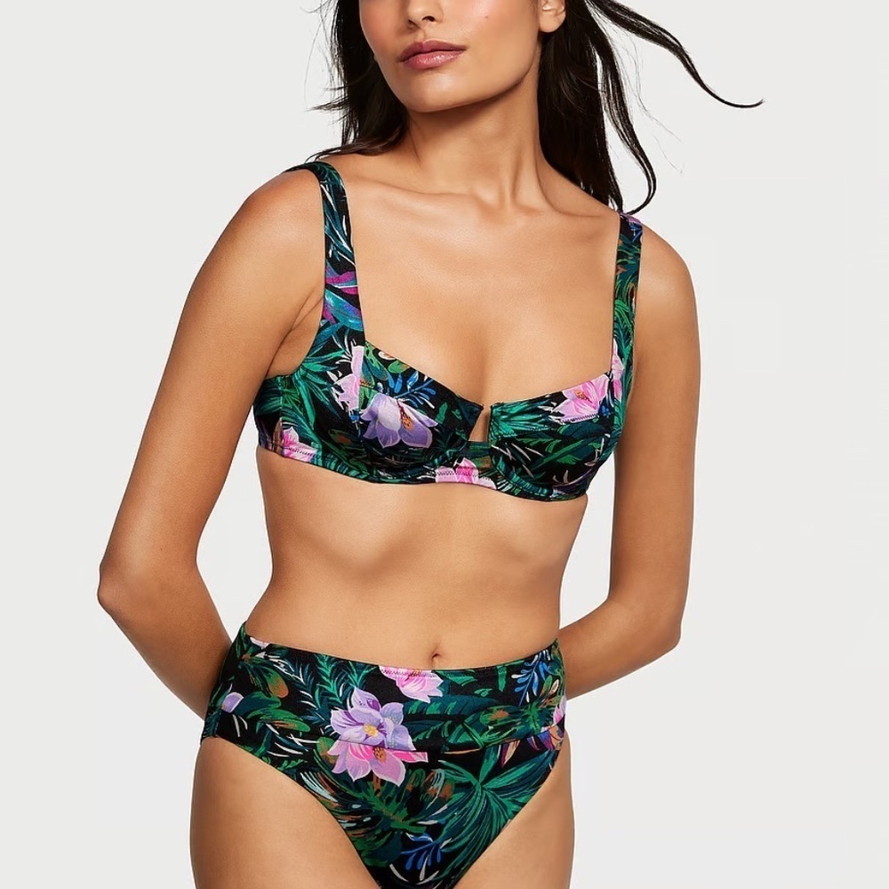 New! Victoria's Secret Black Palm Bikini Set 45592 - Picture 2 of 15
